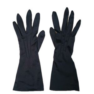 Vintage Hansen Women's Size 7 Gloves Black Nylon Lightweight Short Stretchy